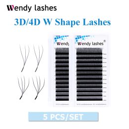 Eyelashes 5 Pcs/Lot 3D/4D/5D W Shape Lashes Wholesale Premade Volume Fan Eyelash Extension Individual Lash Supplies Wendy Lashes