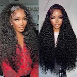 Synthetic Wigs Synthetic Wigs Kinky Curly Heat Resistant Synthetic Hair Lace Front Wig 28Inch Thick Glueless Cosplay Frontal Wigs For Black Women Wear And Go 240329