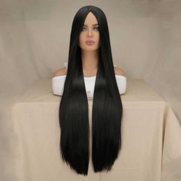 Synthetic Wigs 40inch Womens Long Straight Wig Hair Synthetic Natural Cosplay Party Middle Part Line Heat Resistant Daily Fashion Wigs 240329