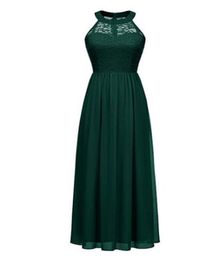 Dark Green Bridesmaid Dress Floorlength Chiffon Party Gown Halter Custom Made Bridesmaid Dresses Lace and Chiffon Wedding Evening6728407