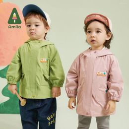 Jackets Amila Baby Jacket 2024 Autumn Fashion Simplicity Casual Hooded Outwear Infant Toddler Girls Boys Cute Brand Children Clothes