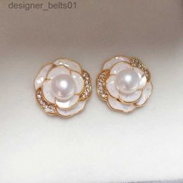 Stud ZHBORUINI 2022 New 14k Gold Plating Natural Freshwater Pearl Earrings Flower S925 Sterling Silver Ear Needle For Women JewelryC24319