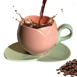 Mugs Cute Creative Ceramic Coffee Cup Mug Tea Sets Modern Design Flower Shape For Chocolate With