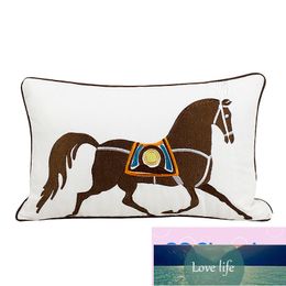 Top Fashion Simple Modern New Chinese Style Couch Pillows Light Luxury Embroidered Horse Orange Pillow Cushion Horse Embroidery