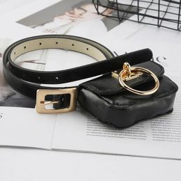 Belts Y2K Vintage Belt Bag Gothic Fanny Packs For Women Punk Square Heart Metal Buckle PU Leather Travel Waist Purse Female