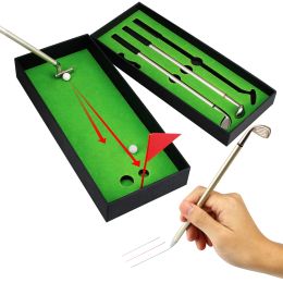 Aids Golf Pen Set Mini Desktop Golf Ball Pen Gift Includes Putting Green 3 Clubs Pen Balls and Flag Desk Games