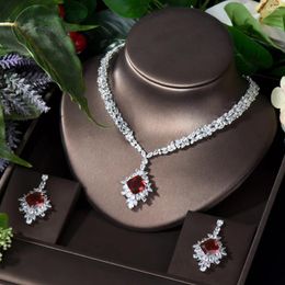 Necklace Earrings Set HIBRIDE Luxury Romantic 2pcs And Earring Cubic ZirconiaJewelry For Women Girl Bridal Wedding Accessories N-1723