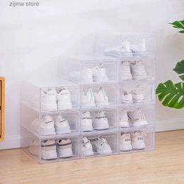 Storage Holders Racks 6 pieces/set of transparent plastic thick drawer boxes plastic stackable shoe boxes shoe box Organisers Y240319