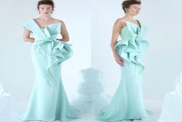 2019 Mermaid Evening Dress One Shoulder Embroidery Ruffles Ruched Party Dress Glamorous Dubai Fashion Floor Length Prom Dress5680666