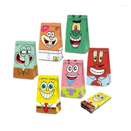 Gift Wrap 12pcs Sponge-Bob Favour Candy Box Paper Bags Theme Birthday Event Supplies