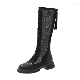 Boots ANKLE Spring Sports Shoe For Girls Thigh High Sandals Breathable Mesh Boot 2024 Platform Women Heels Cowboy Low Summer