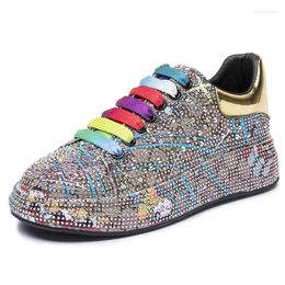 Casual Shoes Sneakers Women's Big Size Colour Rhinestone Fashion Women Loafers Platform Shiny Graffiti