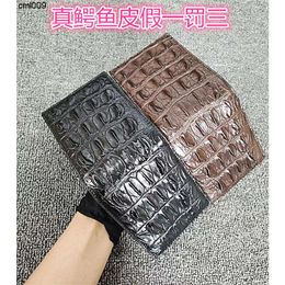 Designer Wallet Thailand Crocodile Leather Mens Casual Business Short Change Bag Multi Card Back Bone {category}