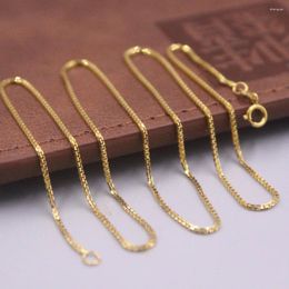Pendants Au750 Real 18K Yellow Gold Neckalce For Women 1mm Thin Box Link Chain 45cm Length 2.7-2.8g