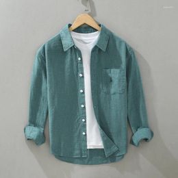 Männer Casual Hemden 2024 Frühling/Sommer Polo Kragen Langarm Hemd Für Mode Lose Vintage Atmungsaktiv Hohe Qualität