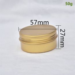 1.76oz Gold Aluminum Tin Jar 50ml Refillable Cosmetic Containers Screw Lid Round Tin Container Bottle for Cosmetic Lip Balm Cream