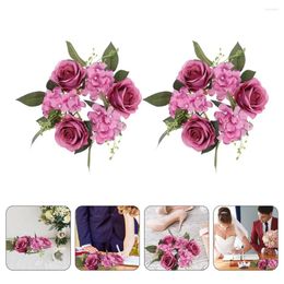 Decorative Flowers 2pcs Rose Rings Artificial Flower Wreaths Holiday Centerpiece