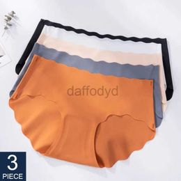 Women's Panties 3Pcs/Set Seamless Underwear Silk Womens Solid Colour Panties Lady Ruffle Underpants Girls Briefs Invisible Panty Sexy Lingerie 24323