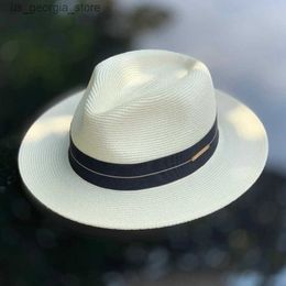 Wide Brim Hats Bucket Hats Panama Str Hat Unisex Top Hat Fedora Hat Big Head Hat Size Adjustable Sun Hat Elegant Gentleman Versatile Style Y240319