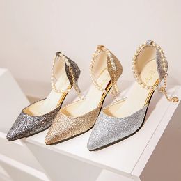 Boots Women Pumps Extrem Sexy High Heels Women Shoes Thin Heels Female Shoes Wedding Shoes Gold Sliver White Ladies Shoes Size 3440