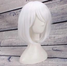 Synthetic Wigs Lace Wigs Akudama Drive Cutthroat Cosplay Wig Satsujinki White Short Synthetic Cos Hair Bobo Wigs 240328 240327