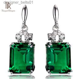 Stud Bague Ringen Geometry Gemstone Earrings For Women Elegant Green Zircon Ear Drops Rectangular Fashion Jewellery AnniversaryC24319