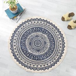 Carpets Morocco Round Rug Boho Tassel Cotton Fabric Carpet Mat Door Blanket Living Room Home Office Decoration