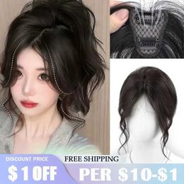 Synthetic Wigs Synthetic Fake Air Bang Hair Natural Forehead Fake Fringe French Bang Invisible Wig Clip In Hair For Women Hair Bangs 240328 240327