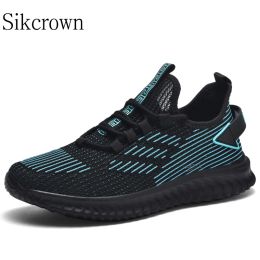 Shoes Black Trail Running Shoes for Men Size 48 Sneakers Male New Breathable Stretch Fabric Soft Comfortable Sport Shoes Lightweight