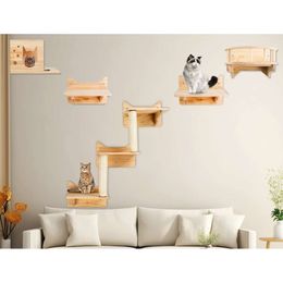 Cat Wall Shees, Furniture Set, Shees and Perches for Wall, Climbing Shelf Playground Scratching Post with 3 Steps Indoor Mounted Condos House