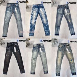 2024 Fashion Designer Jeans for Mens Pants Purple Jeans Men Baggy Jeans Hip Hop Trends Distressed Black Ripped Biker Slim Fit Motorcycle Mans Stacked Jeans