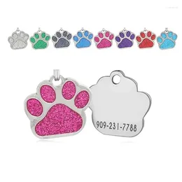 Dog Apparel Glitter Claw Nameplate Metal Customized Engraved Shinning Pet Name For Owner 6XDE