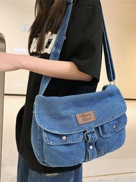 Evening Bags 2024 Women Denim Shoulder Large Size Cross Body For Girls Jeans Printed Letters 2 Colors Drop