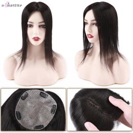 Toppers Snoilite 57g 15x16cm Hair Toppers Human Hair PU Silk Base Hair Cilp Wig Clip In Hair Extension Hair Piece 12Inch Natutal Hair