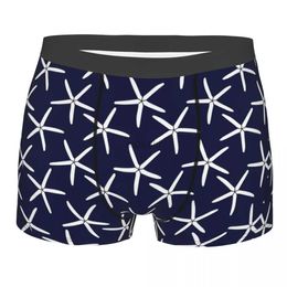 Underpants Men Boxer Shorts Panties Blue And White Starfish Soft Underwear Male Novelty S-XXL Underpants 24319