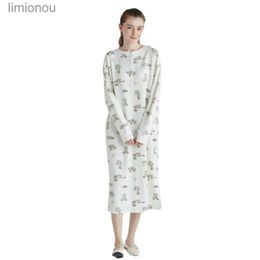 Women's Sleepwear Night Dress One Piece Ladies Room Wear Pyjamas Womens Nightdress Cotton WaffleC24319