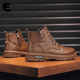 HBP Non-Brand Direct Shipping Stock Zapatos Mens Leather Boots Lace-up Personality Trend Mens Boots Work Riding Boots