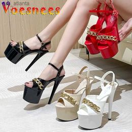 Dress Shoes Brand Summer Women Sexy Show Sandals17 CM High Heels Platform Color Sandals Girls Shoe for Party Club Pumps H240325