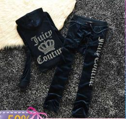 Juicy Apple Womens Tracksuit 2023 Summer Brand Sewing Suit Velvet Tracksuits Velour Women Track Hoodies Pants Met 666