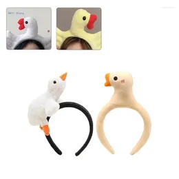 Hair Clips 3D White Geese Headband Makeup Hoop Stuffed Plush Duck Animal Hairband Accessories For Women Kids