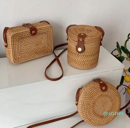 Duffel Bags Handwoven Messenger Bag Adjustable Strap Rattan Female Shoulder Large-capacity Portable Durable Storage Ladies Shopping