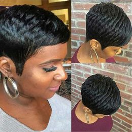 Synthetic Wigs Cosplay Wigs Short Pixie Cut Wigs for Black Women Pixie Wigs for Black Women Pixie Cut Short Black Wavy Layered Wigs Natural Black Wavy Wigs 240329