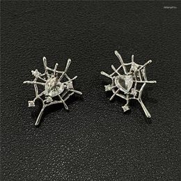 Stud Earrings Creative Fun Ins Spider Web Sterling Silver S925 Niche Design Party Shopping Eye-catching Personality Trend