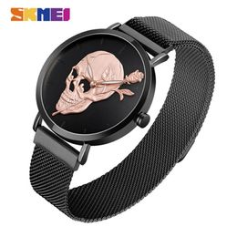 SKMEI Mens Watches Top Brand Luxury Quartz Wristwatch Simple Magnet Watch Stainless Band Waterproof Luminous montre homme 9173302b