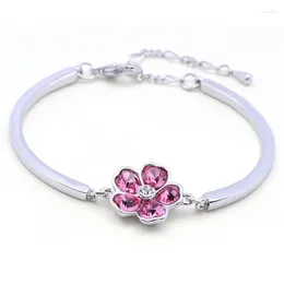 Bangle BN-00058 Crystal Flower Cuff Bracelets Silver Plated Jewlery For Women Accessories Cute Bracelet Graduation 2024 Gifts