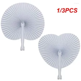 Decorative Figurines 1/3PCS 30-White Heart Shape Folding Fan Blank Paper Hand Fans With Plastic Handles Painting Birthday Wedding Party