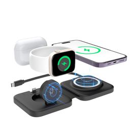 Folding Magnetic Three-in-One Wireless Charger with Cable Suitable for Apple Mobile Phone Headset Watch wholesale