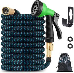 Expandable Garden Hose with 8 Function Nozzle Multifuction Flexible Expandable Garden Hose Lightweight No-Kink 240311