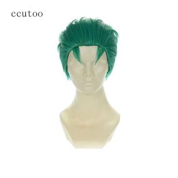 Wigs ccutoo 12" Short Green Styled Synthetic Hair ONE PIECE Roronoa Zoro Cosplay Wig