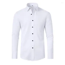 Men's Casual Shirts High Quality Elasticity Seamless Spandex Shirt Men Long Sleeve Slim Fit Solid Color Social Business Formal Dress 5XL 6XL